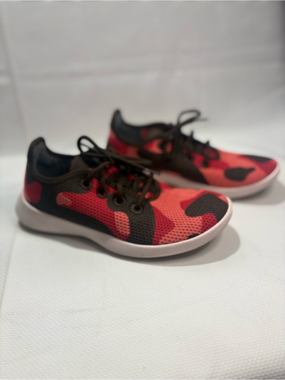 allbirds Kids Red and Black Camo Knit Sneakers